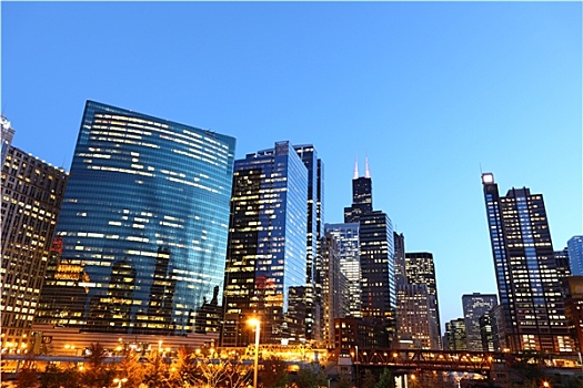 芝加哥,河边,黎明