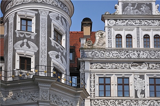 涂鸦,建筑,德累斯顿,城堡