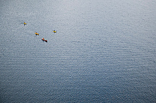 皮划艇,远景,湖