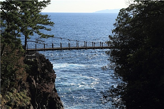 吊桥,海岸,日本