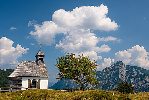 小教堂,后面,萨尔茨卡莫古特,萨尔茨堡,奥地利,欧洲