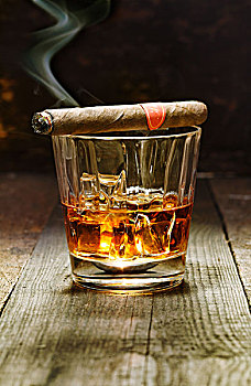 古巴,雪茄,玻璃,白兰地