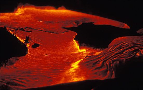 熔岩流,基拉韦厄火山,夏威夷大岛,夏威夷,美国