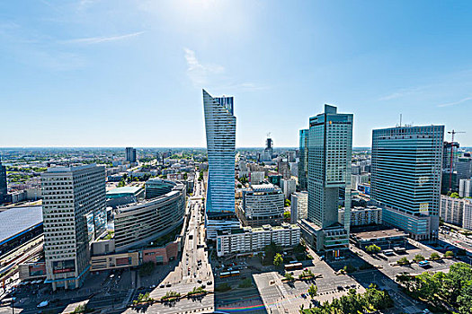 摩天大楼,天际线,华沙,省,波兰,欧洲