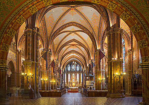 室内,马提亚斯教堂,匈牙利,布达佩斯