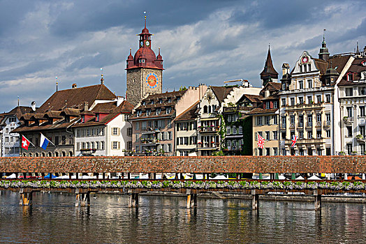 城市风光,市政厅,塔,琉森湖,瑞士
