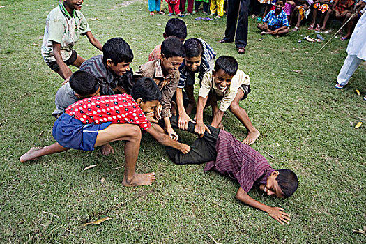 孩子,玩,国家,比赛,学校,地面,孟加拉,六月,2007年