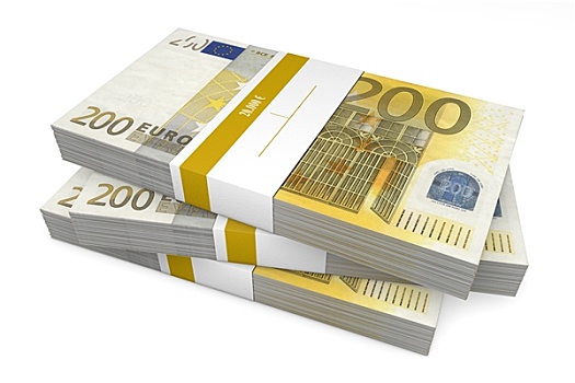 三个,小包装,200欧元,钞票,银行,包装材料