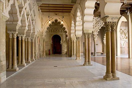 宫殿,拱廊,内庭,摩尔风格,建筑,萨拉戈萨,2008世博会,城市,省,阿拉贡,卡斯提尔,西班牙,欧洲