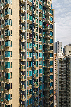 中国香港湾仔区高层建筑物近景视图
