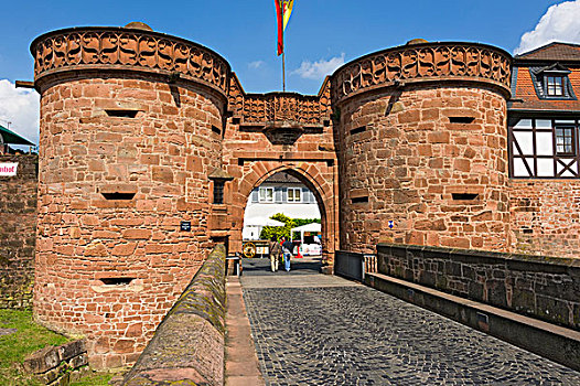 大门,哭墙,中世纪城市,墙壁,老城,黑森州,德国,欧洲