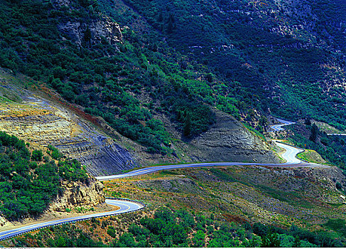 弯曲,公路,山峦