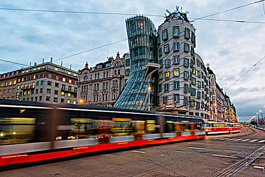 布拉格,捷克共和国,著名,现代,地区,移动,巴士
