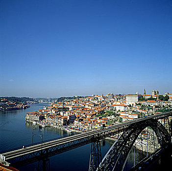 葡萄牙,波尔图,天际线,桥,河