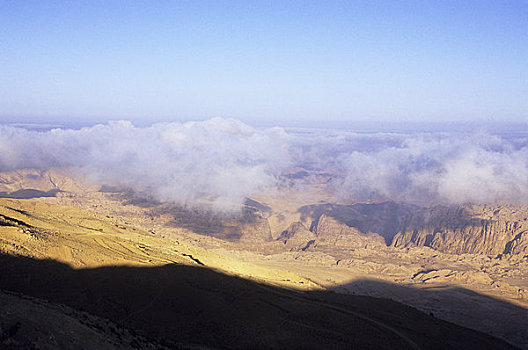 约旦,靠近,旱谷,阿拉瓦省,裂谷,雾