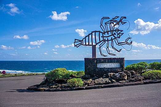 螃蟹,雕塑,水,北方,兰索罗特岛,加纳利群岛,西班牙,欧洲