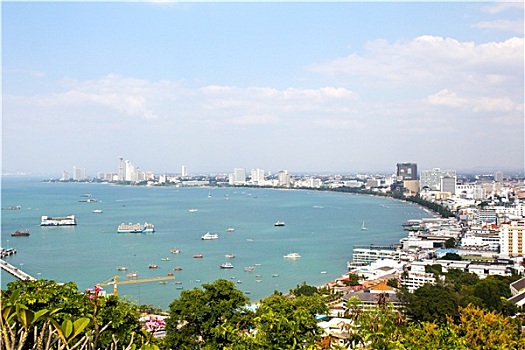 芭提雅,城市,俯视,泰国