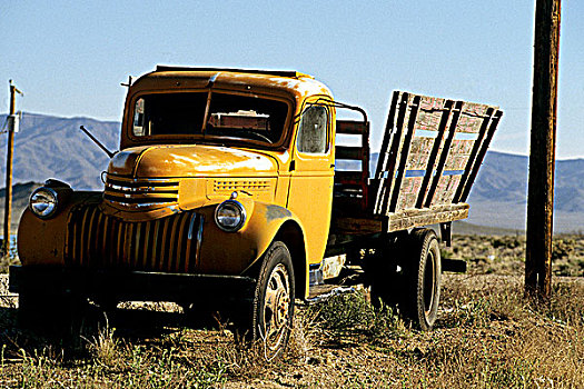 美国,亚利桑那,道路,老,黄色,卡车