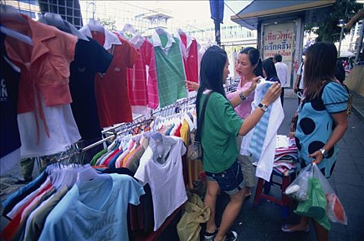 泰国,曼谷,衣服,货摊