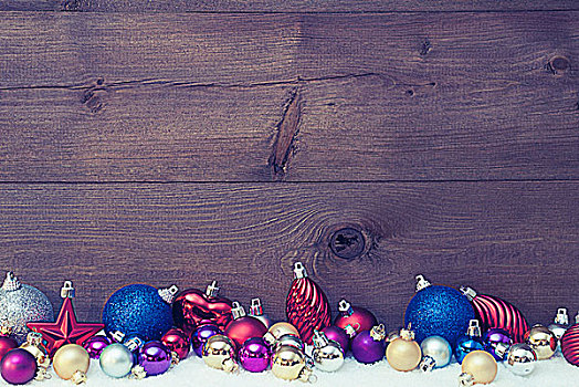 旧式,圣诞贺卡,彩色,球,留白