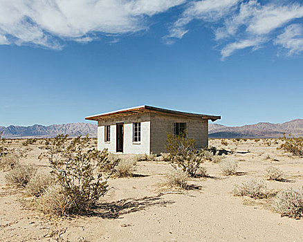 小,废弃,建筑,莫哈维沙漠,风景