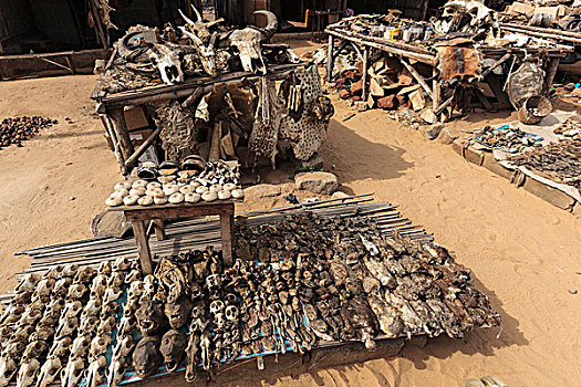 非洲,西非,多哥,动物头,出售,传统,迷恋,市场