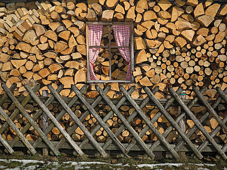 假的,窗户,一堆,木柴,德国,欧洲