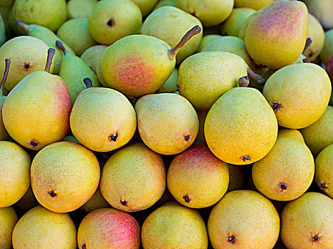 梨,水果,一堆,排列,市场,展示