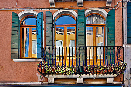 威尼斯,窗户,露台,意大利