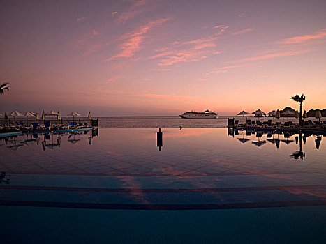 游泳池,度假胜地,黄昏,游船,背景,墨西哥