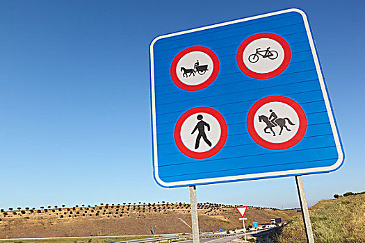交通标志,靠近,塞维利亚,说话,马拉,交通,自行车,走,骑马,西班牙