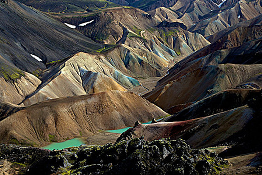 彩色,流纹岩,山峦,兰德玛纳,冰岛,欧洲