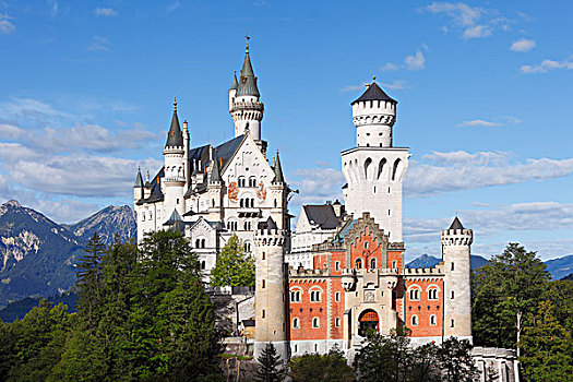 风景,东方,城堡,新天鹅堡,士瓦本,巴伐利亚,德国,欧洲