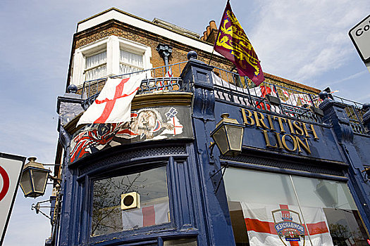 英格兰,伦敦,圣乔治,旗,飘扬,户外,英国,狮子,酒吧,道路