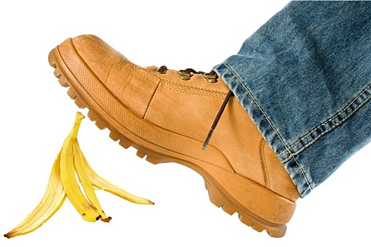男人,踩踏,香蕉皮