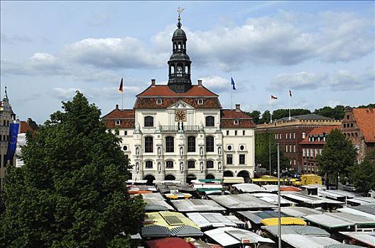 老市政厅,市场,吕内堡,下萨克森,德国,欧洲