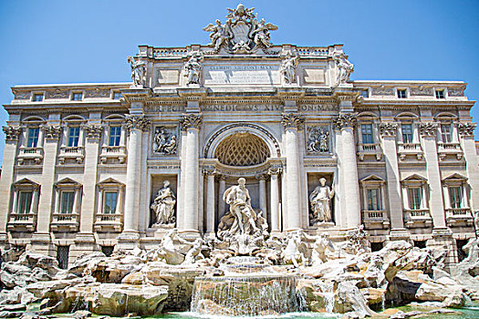 喷泉,正面,罗马,拉齐奥,意大利,欧洲