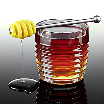 舀蜜器,休息,罐,蜂蜜