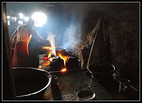 不卫生,状况,厨房,传统,城市,孟加拉,六月,2008年