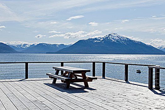 平台,野餐桌,远眺,阿拉斯加,美国