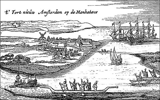 历史,城市,风景,新,阿姆斯特丹,约克,美国,17世纪