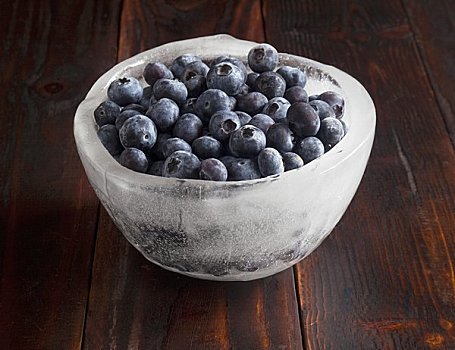 蓝莓,冰,碗