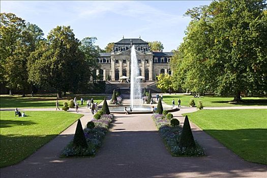 喷泉,宫苑,城镇,城堡,黑森州,德国