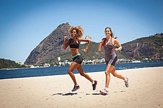 美女,慢跑,海滩,里约热内卢,巴西