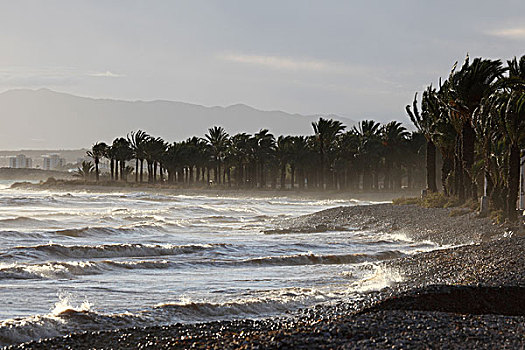 海滩,风暴,白天,秋天,区域,穆尔西亚,西班牙
