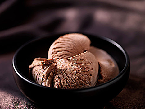 巧克力冰淇淋,黑色,陶瓷,碗