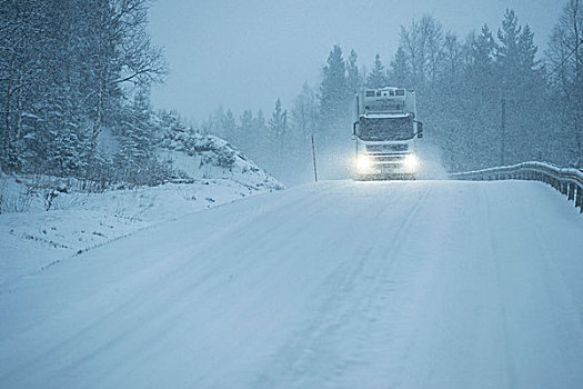 卡车,驾驶,雪路,冬季驾车,挪威,欧洲