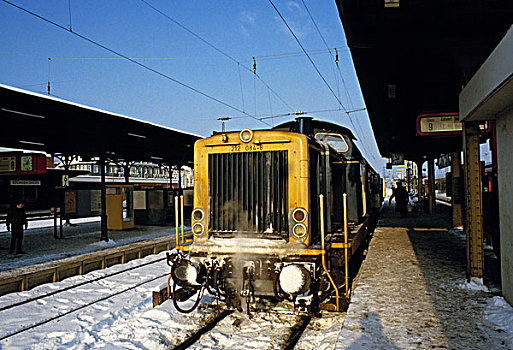 冬天,状况,佐林根,车站,北莱茵威斯特伐利亚,德国,欧洲