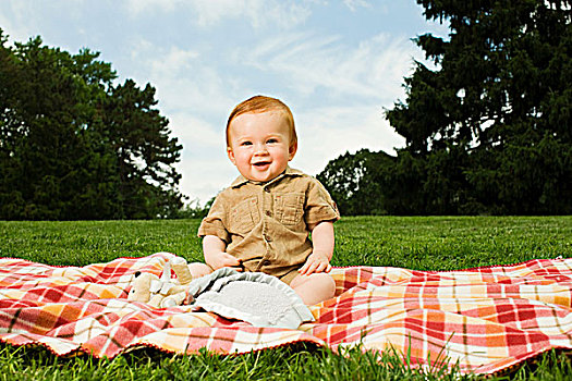 男婴,毯子,公园