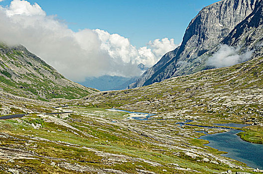山景,道路,靠近,西部,挪威,欧洲